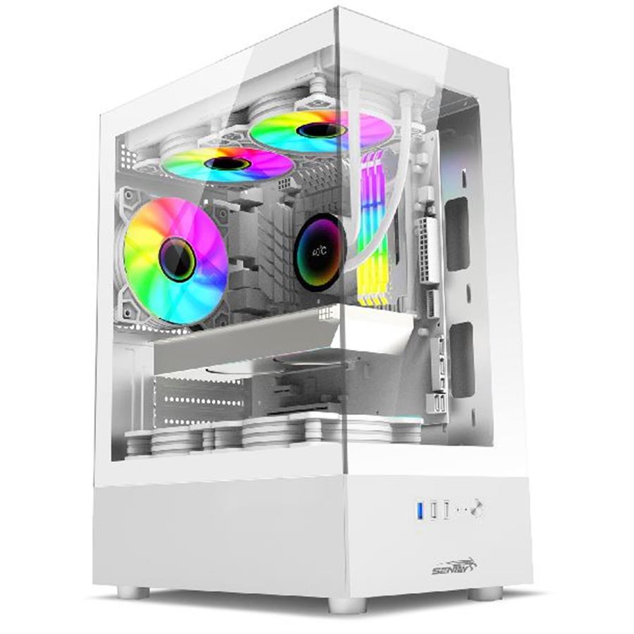 GABINETE SENTEY H10 MICRO MINI ATX COOLERS 5X120MM ARGB Blanco