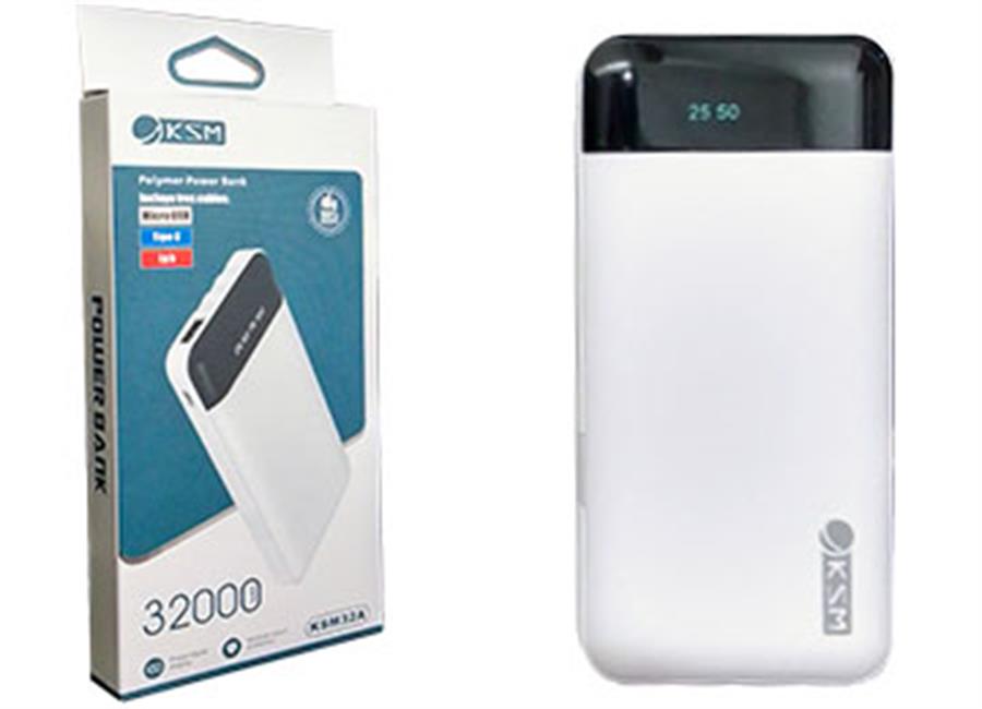 Bateria externa Powerbank Kosmo 32000mah con cable BLANCA