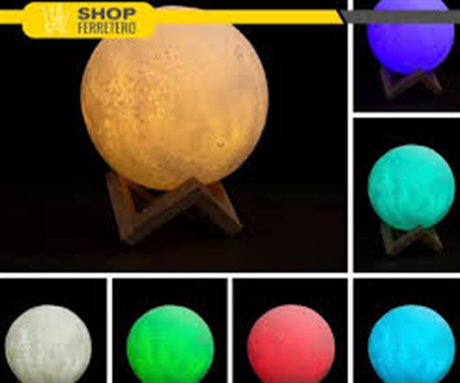 Lampara Velador De Mesa Luz De Luna Esfera 3D Colores Usb