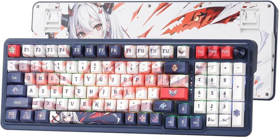 Teclado Gamer Redragon K686ak Eisa Rgb Pro Negro Y Blanco Anime