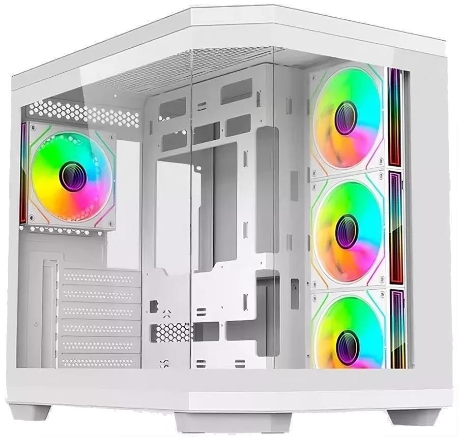 Gabinete gamer Solarmax CM-W950 4 FAN ARGB Blanco